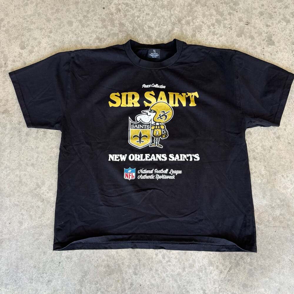 Black New Orleans Saints Peace Collective Boxy Tee